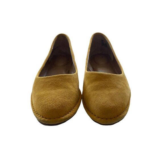 Crown Vintage Leather Suede Round Toe Flats Mustard Size 6 Minimalist Fall Cute - Picture 4 of 11
